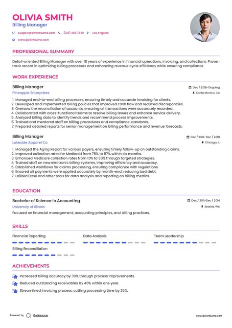 Billing Manager Job Description Sample Template .